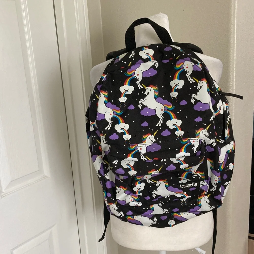 Loungefly Black and Purple Unicorn Backpack
